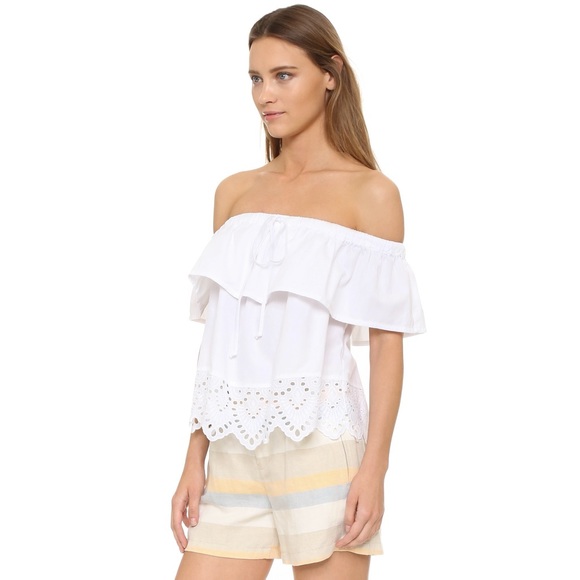 Madewell Tops - Madewell eyelet white elasticated off shoulder top